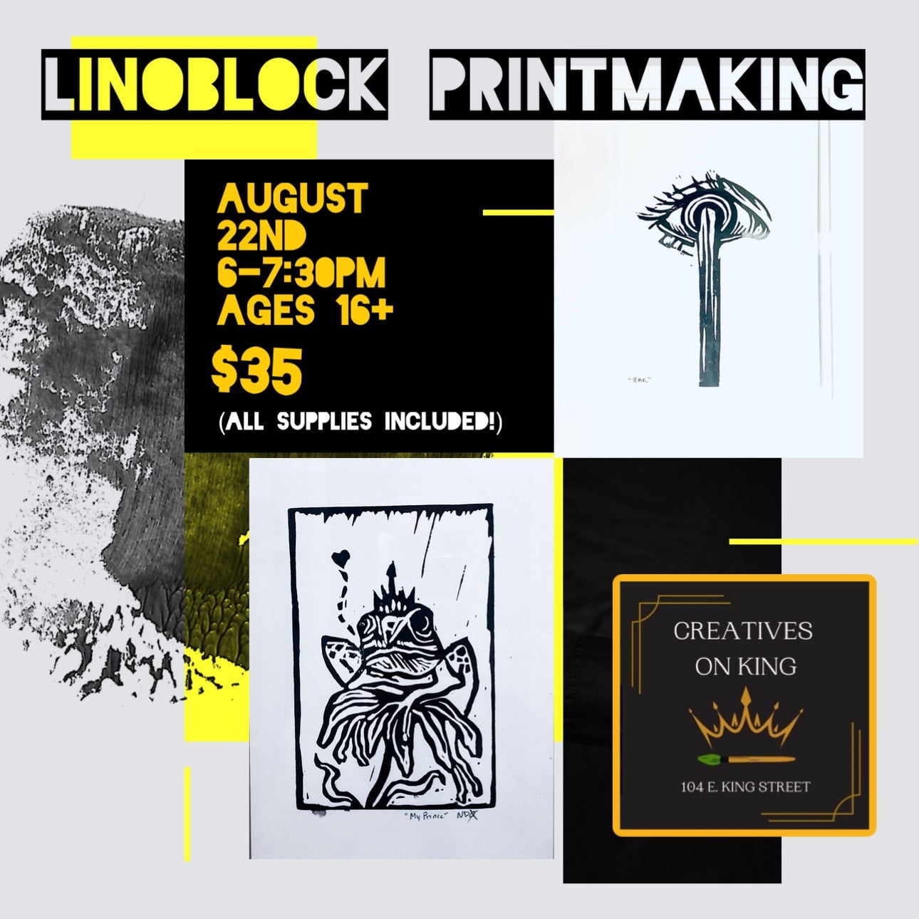 Linoblock Printmaking - Nicole Osborne (Reptile Smiles), Instructor